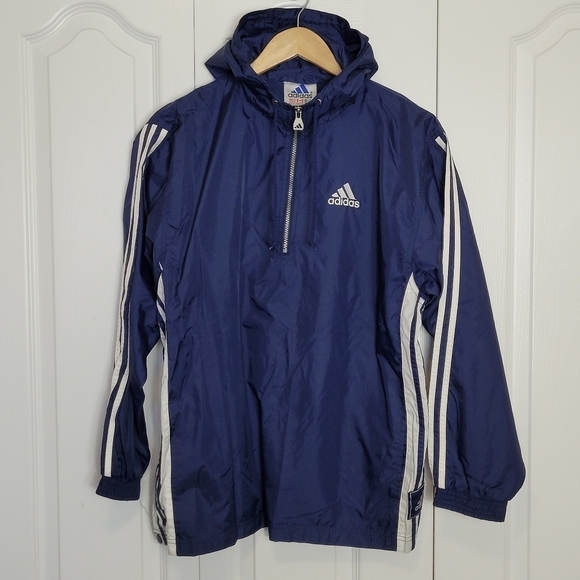 adidas Jackets & Blazers - Adidas Blue Windbreaker with White Stripes